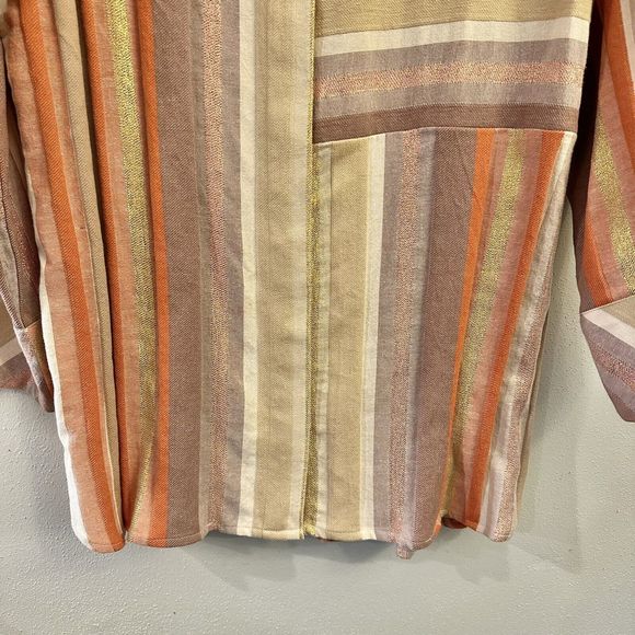 Soft Surroundings Maddalena‎ Metallic Striped Button Down Shirt in Size XL - Picture 9 of 16